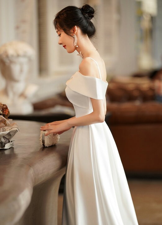 楽天市場】ウエディングドレス Aライン オフショルダー ドレス ロング  