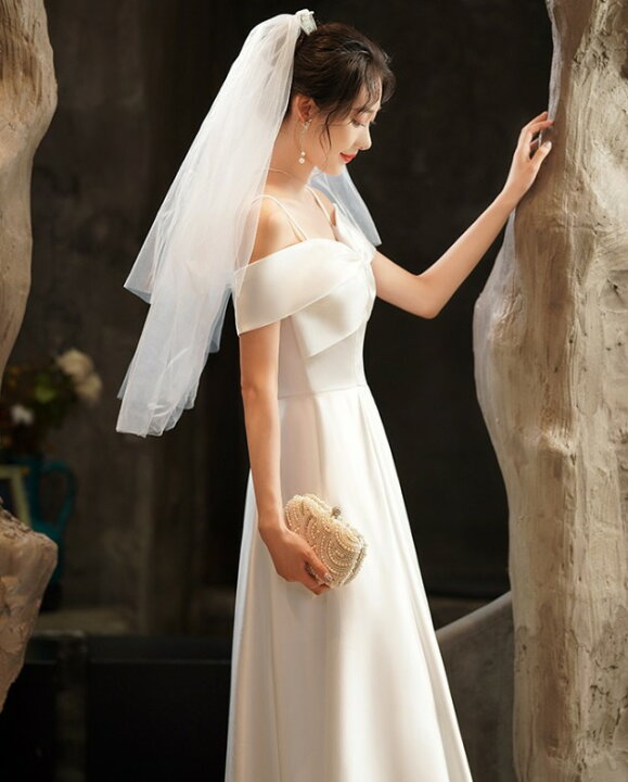 楽天市場】ウエディングドレス Aライン オフショルダー ドレス ロング  