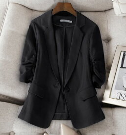 テーラードジャケット レディース アウター 春 夏 ジャケット スーツ サマージャケット 七分袖 白 黒 大きいサイズ 3L 小さいサイズ シングルジャケット オフィス 通勤服 シンプル きれいめ カジュアル 20代 30代 40代