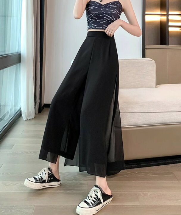 パンツ ワイドパンツ ボトムス レディース カジュアル ストレート 高見え 細見え 着痩せ 黒 ゆったり 大きいサイズ カジュアル 20代 30代 40代 50代  min#