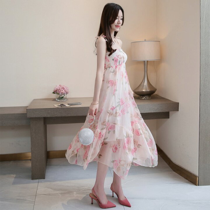 楽天市場】花柄 ロングワンピース 夏 夏ワンピース ロング 白 