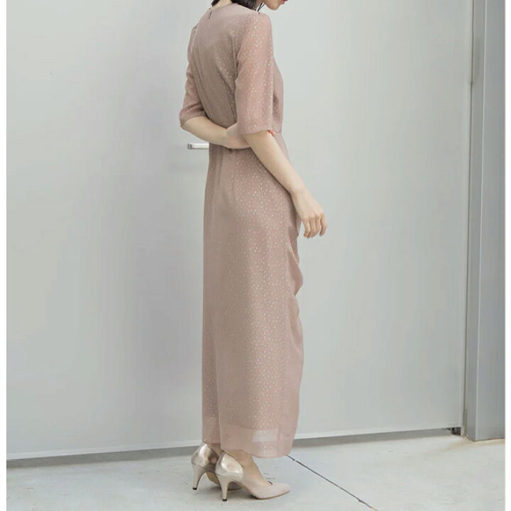 楽天市場】カエン kaene 花園 ラメ ドビー スリット ドレス【 ベージュ  