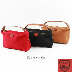 【オーダーのみ返品不可】レダーメイクス Leder Makes バケッタレザー ( 栃木レザー ) 2WAY ミニ ショルダー バッグ 用 (ob-004) ポーチ のみ ハンドバッグ レディース ユニセックス キャンバス 小さめ 本革 誕生日 ギフト ob-004pc【正規取扱店】