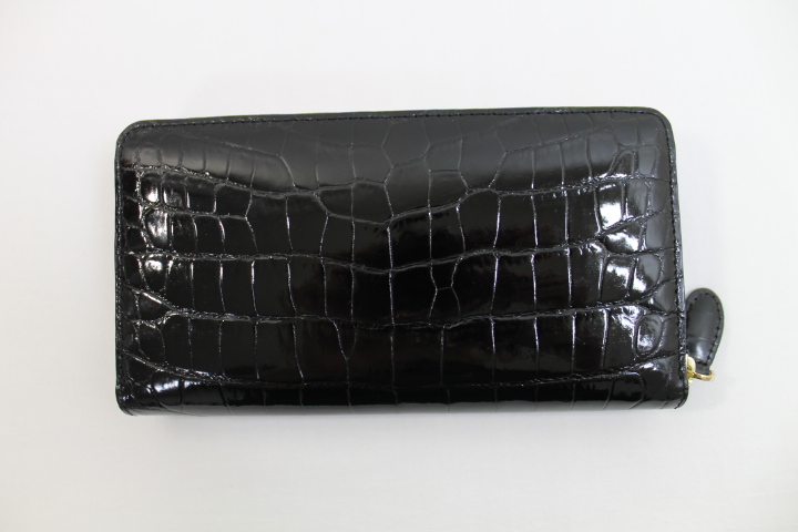 クロコダイル 財布 本物 ヘンローン社製 ブラック 黒 マット仕上げ