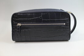 【まもなく終了10%クーポン】【オーダーメイド】【最上級品】 クロコダイル バッグ メンズ 本革 ネイビー セカンドバッグ ダブルファスナー ビジネス マット加工 最上級品 ワニ本革