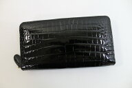 【まもなく終了10%クーポン】【 一枚革 センター取りシャイニング加工】クロコダイル 長財布 財布 本物 …