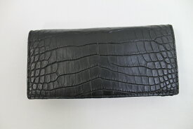 【本日終了15％OFFクーポン】クロコダイル 財布 長財布 本物 無双 メンズ ブラック 黒 マット仕上げ 一枚革 センター取り 束入れ 財布 内側もクロコダイル本革 ギフト プレゼントにも最適 桐箱付き