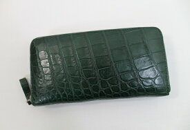 【まもなく終了10%クーポン】クロコダイル 財布 長財布 メンズ レディース マット仕上げ ラウンド グリーン緑/ブラック黒 ヘンローン社製 ワニ革 本革 ワニ革 高品質 プレゼント ギフト