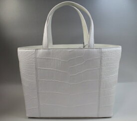 【まもなく終了10%クーポン】クロコダイル バッグ メンズ レディース 本物 ホワイト ハンドバッグ ショルダー 2way A4サイズ収納可 マット仕上げ ヘンローン社製 パール加工 最上級品 ギフト プレゼント