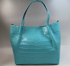 【まもなく終了10%クーポン】クロコダイル バッグ メンズ レディース 本物 ターコイズブルー ハンドバッグ ショルダー 2way A4サイズ収納可 マット仕上げ ヘンローン社製 最上級品 ギフト プレゼント