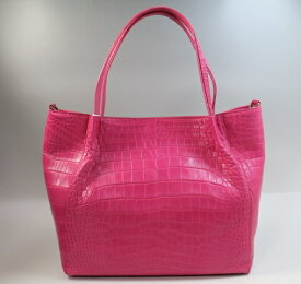 【まもなく終了10%クーポン】クロコダイル バッグ レディース 本物 ピンク ハンドバッグ ショルダー 2way A4サイズ収納可 サイズ大 マット仕上げ ヘンローン社製 最上級品 ギフト プレゼント