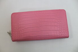 【まもなく終了10%クーポン】【一枚革センター取り】【最上級品】 クロコダイル 長財布 財布 本物 ネイビー/ピンク マット仕上げ ワニ本革 ヘンローン社製 ラウンドファスナー ワニ革 ギフト プレゼント