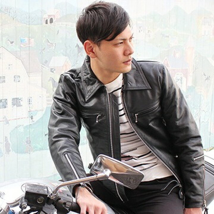 楽天市場】革ジャン シングルライダースジャケット（水牛革  