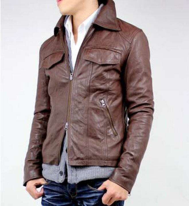 楽天市場】ラム革 シングルライダース シワ加工 S〜3L ラムスキン 羊革  