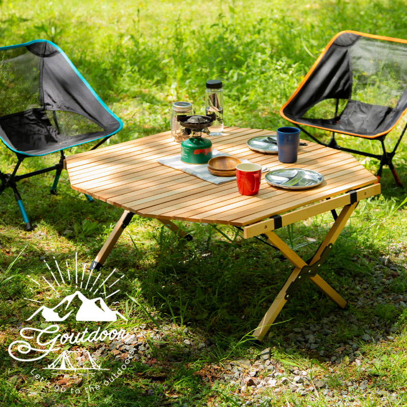 楽天市場】アウトドア キャンプ テーブル ウッド 木製 ロールトップ 