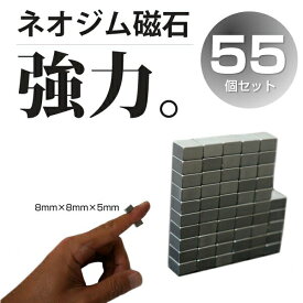 ネオジム 磁石 ネオジウム磁石 8mm 55個 セット 角型 DIY 工作 プラモデル バイク 小型 薄型 超強力 家庭用永久磁石 ボタン 送料無料 あす楽対応 _87152