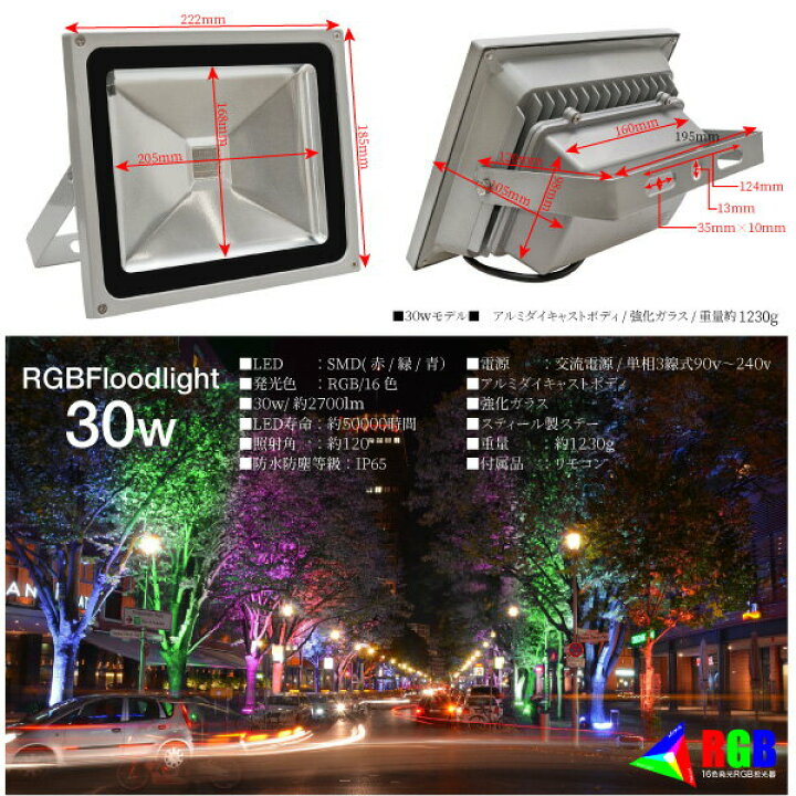 楽天市場】【期間中エントリーしてP10倍】 投光器 LED 30W リモコン  