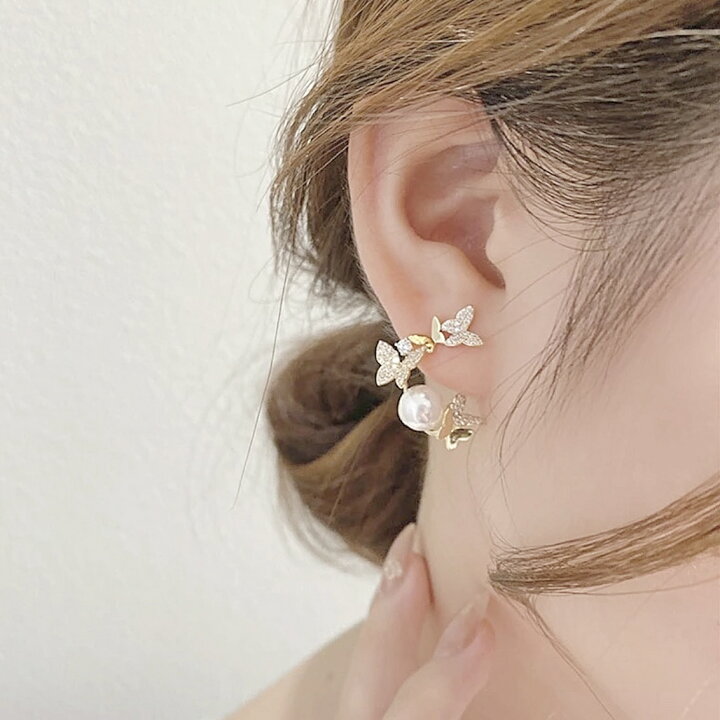 楽天市場】蝶 ピアス パール 蝶々 バタフライ 蝶ピアス 蝶々ピアス 