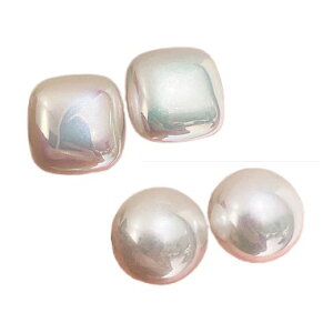 大粒 パール ピアス ビッグパール 一粒パール 一粒ピアス オーロラ 存在感 大ぶり 大き目 大きい パールピアス 真珠 真珠ピアス アウトレット 訳アリ 訳あり ビジューピアス 四角 スクエア