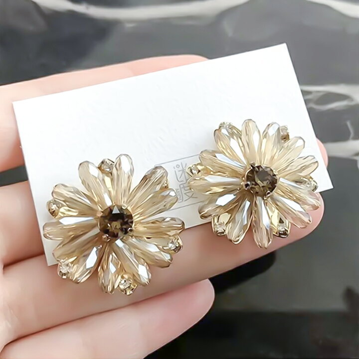 楽天市場】花 ピアス 花ピアス シルバーポスト ビジューピアス  