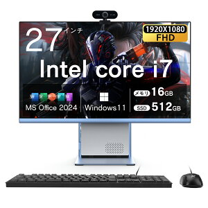 2026�N���f�� �V�i ��̌^�f�X�N�g�b�v�p�\�R�� 27�C���` �t��HD Core i7 CPU ������16GB SSD512GB Windows11���� MS Office2024�t�� �����ݒ�ς� USB3.0 Bluetooth WiFi�Ή� �����^ �����N�� �f�X�N�g�b�vPC �e����
