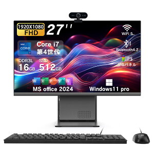 2026�N���f�� �V�i ��̌^�f�X�N�g�b�v�p�\�R�� 27�C���` �t��HD Core i7 CPU ������16GB SSD512GB Windows11���� MS Office2024�t�� �����ݒ�ς� USB3.0 Bluetooth WiFi�Ή� �����^ �����N�� �f�X�N�g�b�vPC �e����