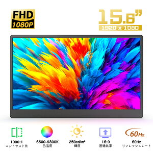 ���o�C�����j�^�[ 15.6�C���` FHD1920×1080 ���^ �y�� �Q�[��/PC/�X�}�z/�X�C�b�`�Ή� USB Type-C�EminiHDMI�ڑ� �X�s�[�J�[���� 60Hz �T�u�f�B�X�v���C �Q�[��/�e�����[�N/�o��/���s�ɂ��œK ����HDMI�P
