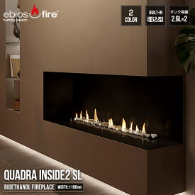 quadrainside2 クアドラインサイド2 ドイツ製 ビルトイン型 バイオエタノール暖炉 ebios-fire エビオスファイヤー　（カラー・マットブラック/ステンレススチール）(W1,198mm)煤も灰も煙も出ないので煙突不要2年保証