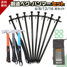 【楽天1位 現役キャンパー監修】 3点セット ペグ ハンマー 袋 20cm 30cm 4-16本 ペグ袋 ハンマー セット 鍛造ペグ 鍛造 キャンプ アウトドア ソロキャン トンカチ ソリッドステーク ペグ抜き テント用 ペグ ハンマー キャンプ用品 ペグセット