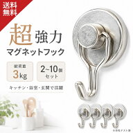 【楽天5冠1位 耐荷重4kg 2〜10個セット】超強力 磁石 マグネット フック マグネットフック 強力マグネッ…