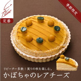 【期間限定】かぼちゃのレアチーズ5号／銀座ル・ブラン／北海道産えびす南瓜使用 かぼちゃ ケーキ チーズケーキ レアチーズ 秋スイーツ 季節限定 誕生日ケーキ お取り寄せ スイーツ ギフト 冷凍ケーキ