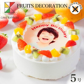 アレルギー対応 卵不使用 写真ケーキ フルーツ三種生クリーム 5号バースデーケーキ 誕生日ケーキ 【送料無料】 フォトケーキ イラスト プリント 4～6名様用 卵アレルギー サプライズ 冷凍