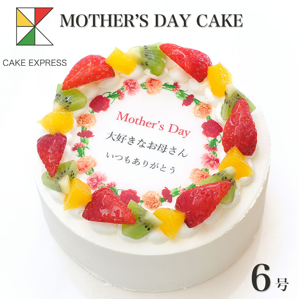 CAKE EXPRESS 心のこもったオリジナルケーキでお祝い 母の日以外のオリジナルメッセージにも対応 ランキングTOP5 母の日ケーキ カーネーション メッセージ入りフルーツ三種生クリーム 6号バースデーケーキ 誕生日ケーキ サプライズ 感謝状 7～10名様用 舗 冷凍