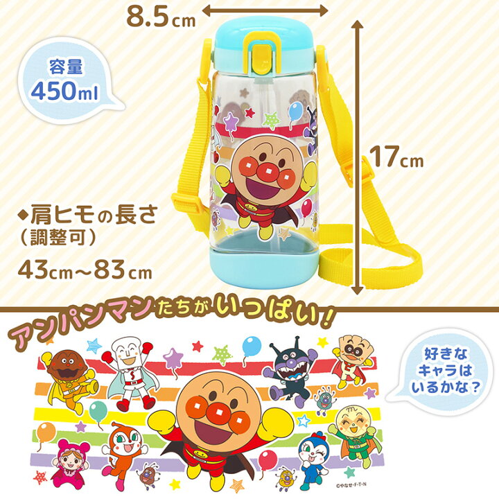 楽天市場 アンパンマン クリア水筒ボトル ストロー飲み ブルー レックダイレクト ホームストア