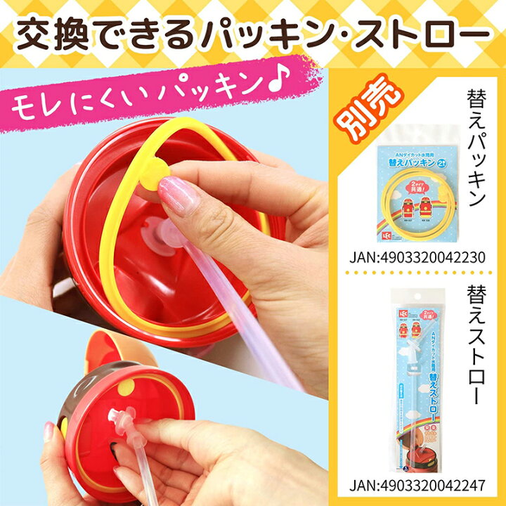 楽天市場 アンパンマン 水筒 ストロー付ダイカット水筒 400ml ストラップ付 レックダイレクト ホームストア