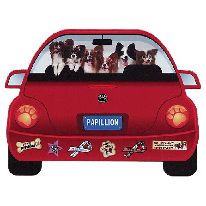 楽天市場 メール便送料無料 レッドカー ペット マグネット From Usa パピヨン 犬のカーマグネットステッカー 赤い車に乗った犬たちが可愛いカー ステッカー 犬グッズ 犬雑貨 ドッグ かわいい マグネットステッカー マグネットシール ステッカー 車 卒業式
