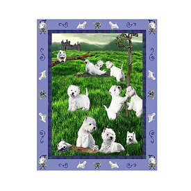 ゴブラン織りのタペストリー ウェスティー 犬の刺繍が素敵なラグ ベッドカバー ソファーカバー 新築祝い 贈り物 お返し ルシアン　送料無料　取寄せ