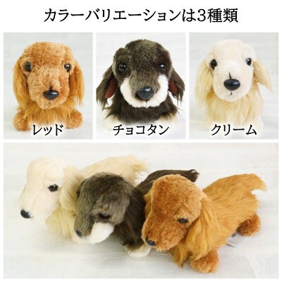 犬のぬいぐるみリアル毛並みが優雅なダックスフンドSSサイズレッドチョコタンブラックタンクリームゴールド小さいサイズぬいぐるみプレゼント誕生日ギフト愛犬家