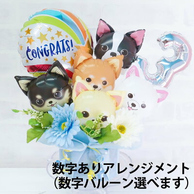 楽天市場 犬 バルーン ペットサロン 動物病院 トリミングサロン ペットショップ ドッグカフェ 開店祝い 周年祝い わんわんアレンジメント 電報 誕生日 愛犬 数字が選べる 送料無料 ルシアン バルーン アニマル雑貨 Le Chien