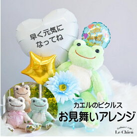 バルーン ギフト 電報 お見舞い カエル 虹色 ピクルス ぬいぐるみ 花 アレンジメント バルーン電報 バルーンギフト 卓上 送別祝い かわいい メッセージカード 送料無料 ルシアン