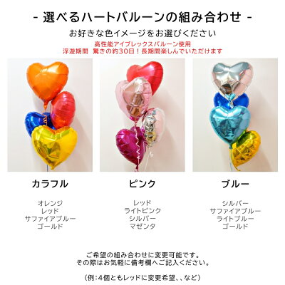 誕生日バルーンギフトバルーンヘリウムガス入り色が選べるハートバルーン付きバースデーカップケーキカラフル可愛い大人バースデー飾り付けデコレーションパーティー送料無料ルシアン