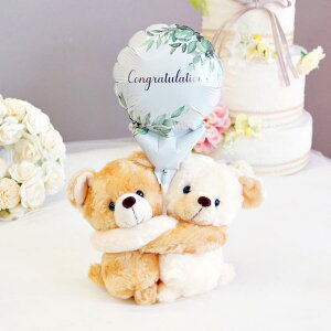 電報 結婚式 ぬいぐるみ電報 めちゃラブくま+バルーン ぬいぐるみ 祝電 おしゃれ お祝い 誕生日 バルーン 発表会 ウェディング 入籍祝い 退職祝い 入学式 卒業式 就職 合格祝い メッセージ