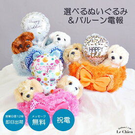 ドッグインザバッグ 選べるバルーンのぬいぐるみ電報 犬ぬいぐるみ＋バルーン 犬 ぬいぐるみ 誕生日 発表会 祝電 電報 結婚式 おしゃれ バルーン お祝い ウェディング 入籍祝い 周年祝い 入学式 卒業式 合格祝い 内祝い バースデー