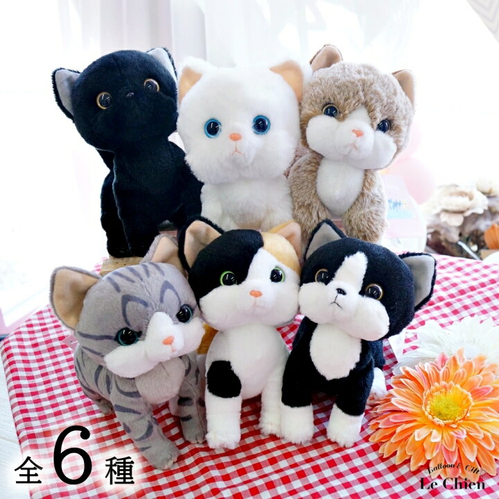 楽天市場】ぬいぐるみ 猫 小さい グレー ハチワレ 白猫 シャム  