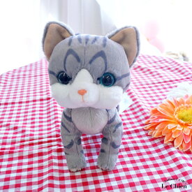 ぬいぐるみ 猫 アメリカンショートヘアー 小さい グレー サバトラ サバシロ ハイシロ いっしょがいいね 渡辺あきお 猫のぬいぐるみ リアル ネコ ねこ 猫グッズ 子猫 猫雑貨 動物 誕生日 贈り物 女の子 小学生 女性 ギフト お悔やみ ルシアン クリスマス プレゼント