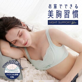 [ルシアン ナイトサポート] ナイトブラ フロントホック 調整できる レース シンプル かわいい おしゃれ 下着 安い ノンワイヤーブラ ブラジャー レディース 寝るとき用