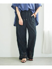 《手洗い可能》パッチワーク風レースイージーパンツ le.coeur blanc ルクールブラン パンツ その他のパンツ ホワイト ブラック【送料無料】[Rakuten Fashion]