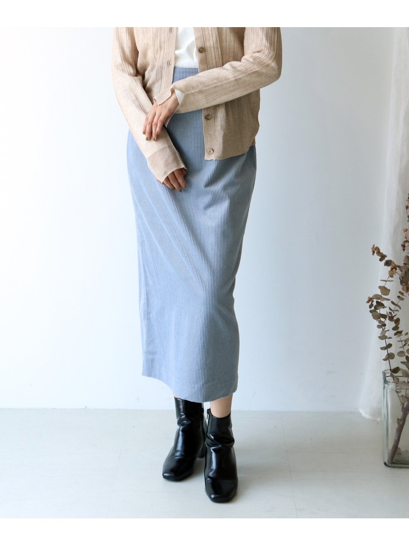 le.coeur blanc レディース 日本製 スカート 少し豊富な贈り物 ルクールブラン Rakuten Fashion SALE ソフトコーデュロイロングスカート ロングスカート ブラウン 46%OFF ブルー RBA_E 送料無料