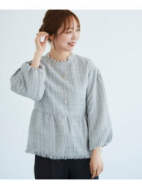 【SALE／50%OFF】ツイードペプラムプルオーバー le.coeur blanc ルクールブラン トップス シャツ・ブラウス グレー ホワイト【RBA_E】【送料無料】[Rakuten Fashion]