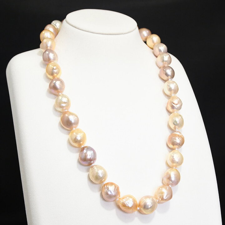 楽天市場】特大 15mm 淡水真珠 マルチカラー ネックレス ゴージャスな  